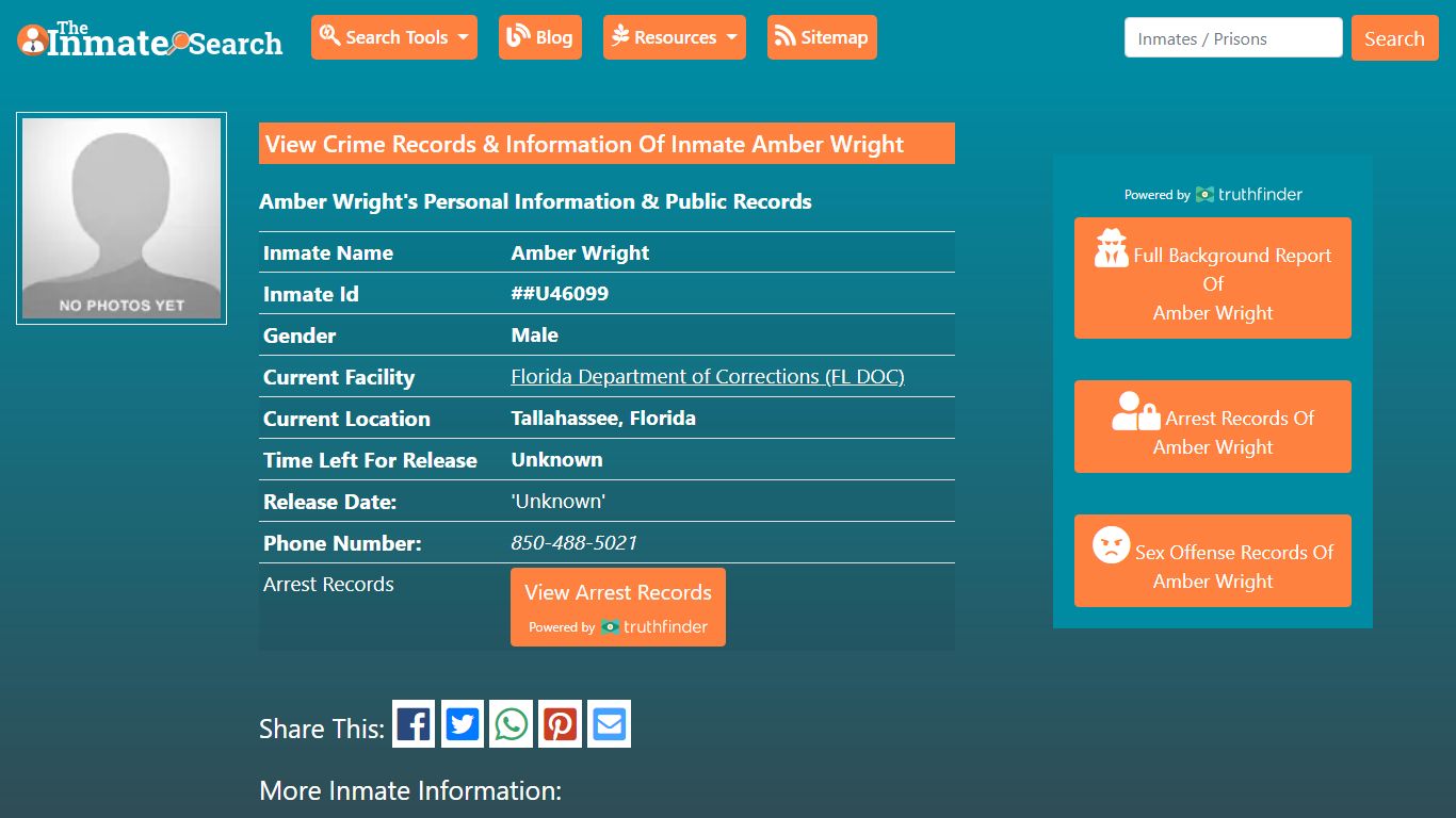 View Crime Records & Information Of Inmate Amber Wright